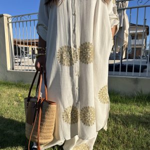 ENSEMBLE PANTALON ET TUNIQUE EN LIN BEIGE